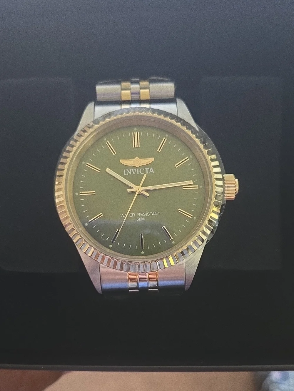 Invicta Gold and Green Two-Tone Stainless Steel Watch